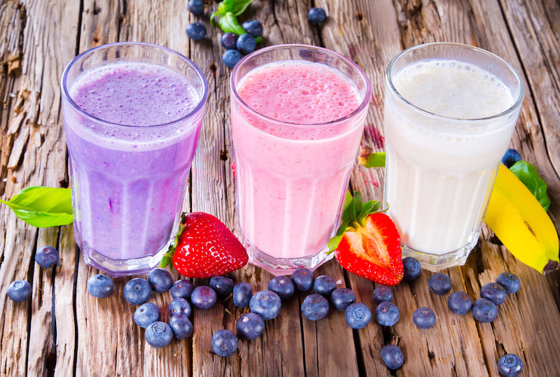 mass gainer protein shakes in 3 different fruity flavors