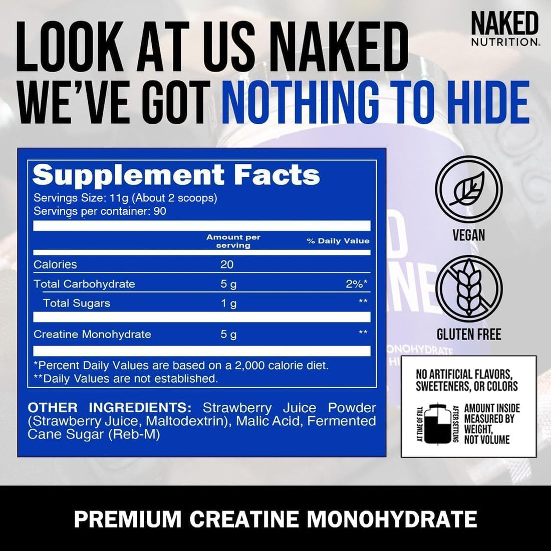 Strawberry Creatine Monohydrate | Naked Creatine - 2.2LB