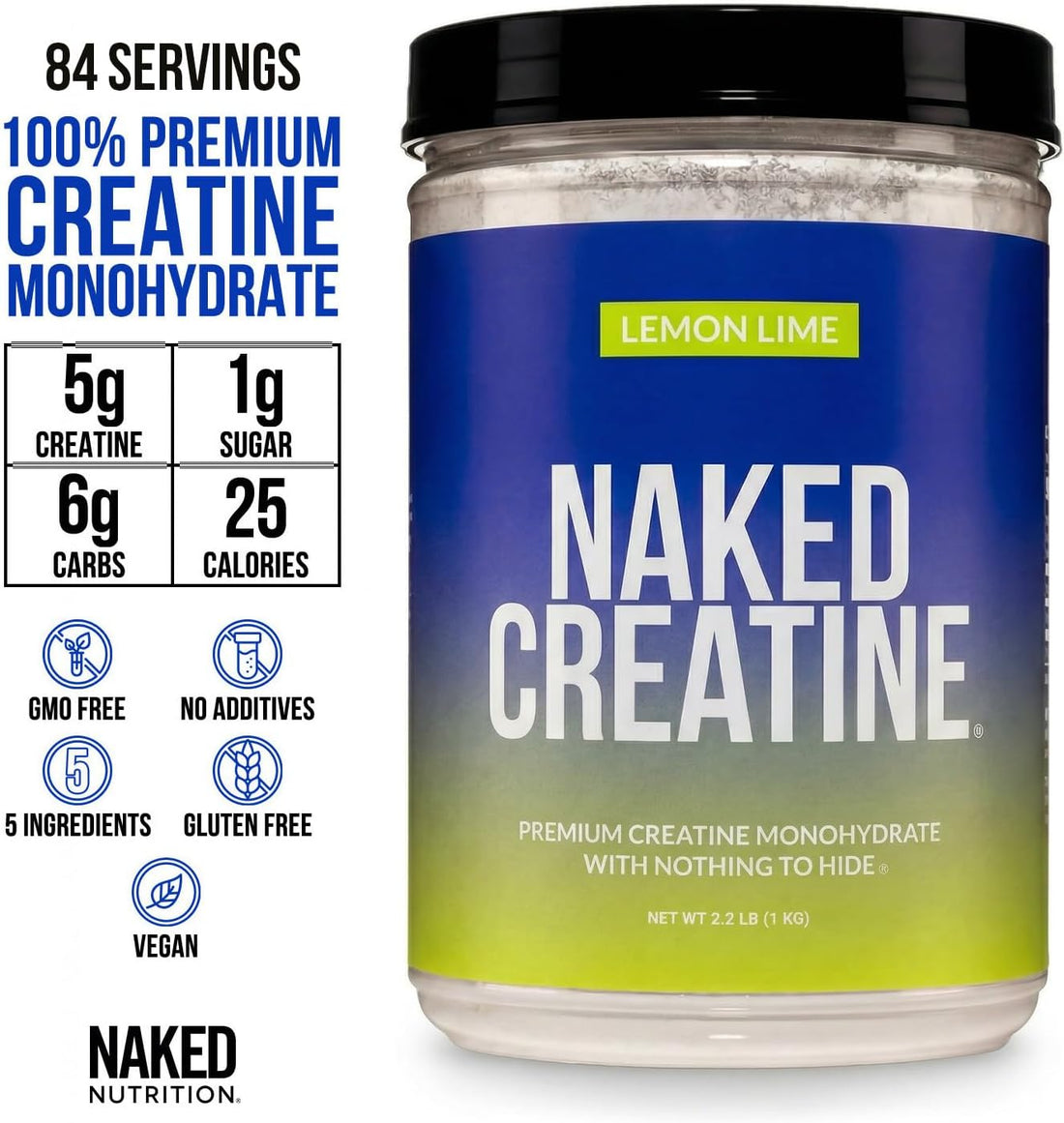 Lemon Lime Creatine Monohydrate | Naked Creatine - 2.2LB