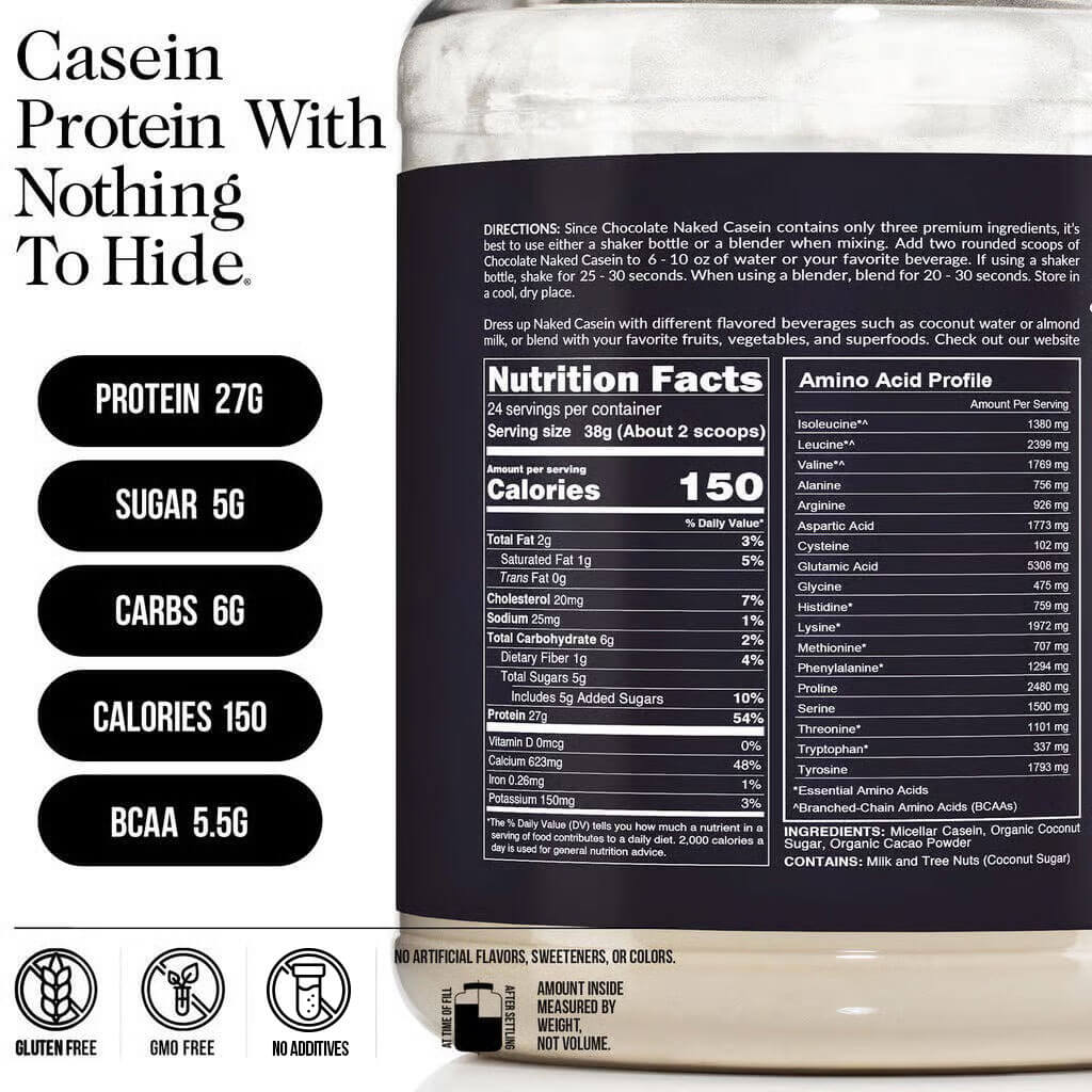 Poudre de protéines de caséine au chocolat | Naked Chocolate Casein 2LB