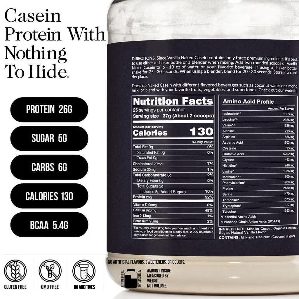 Vanilla Casein Protein Powder | Naked Vanilla Casein - 2LB