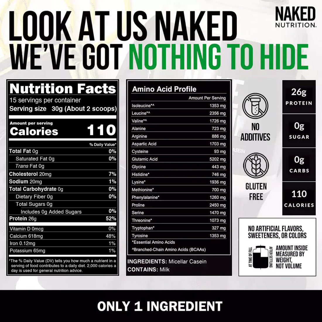 casein 1lb unflavored nutrition facts