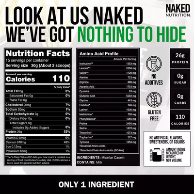 casein 1lb unflavored nutrition facts