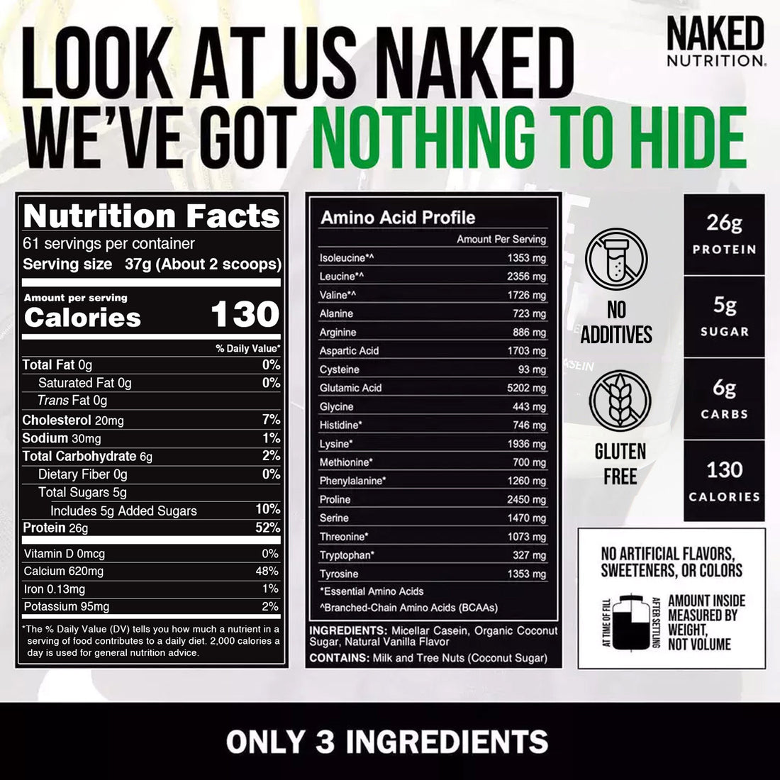 Vanilla Casein Protein Powder | Naked Vanilla Casein 5LB