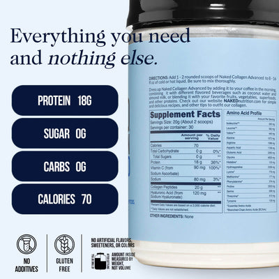 Collagen Peptides with Hyaluronic Acid | Naked Collagen Advanced - 1.3 LB
