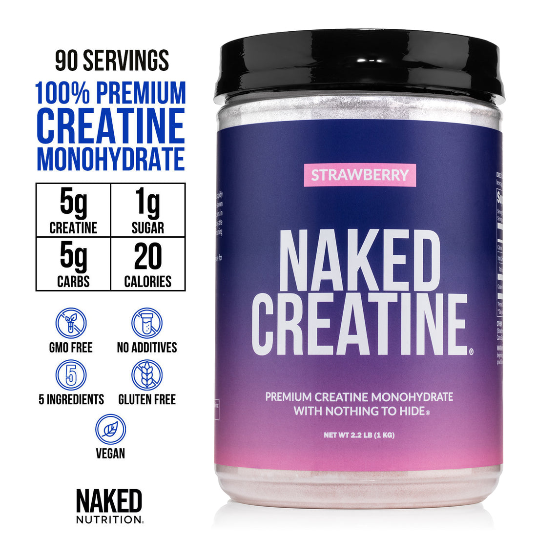 Strawberry Creatine Monohydrate | Naked Creatine - 2.2LB
