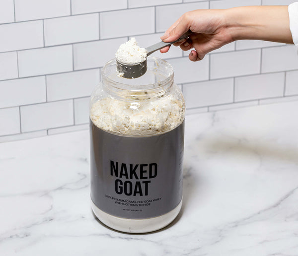 Mix two scoops into 6-10oz of milk, water, or your preferred beverage. Add fruits and vegetables for taste as Naked Goat is unflavored.