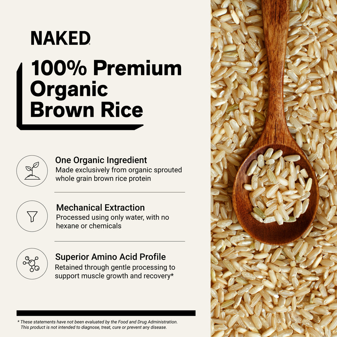 Organic Brown Rice Protein Powder 1lb | Naked Rice - 1lb