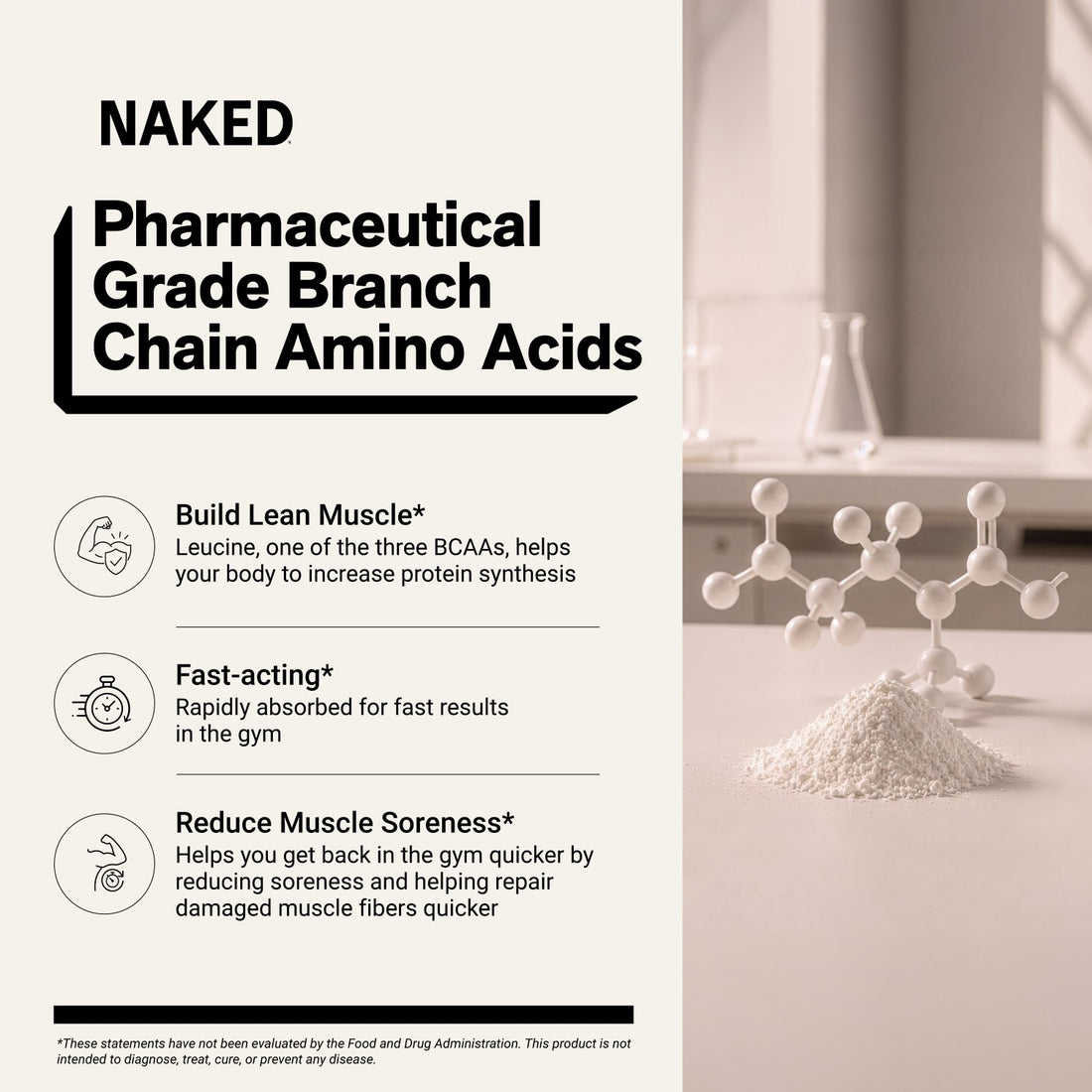 Branched Chain Amino Acids | Naked BCAAs - 100 Servings