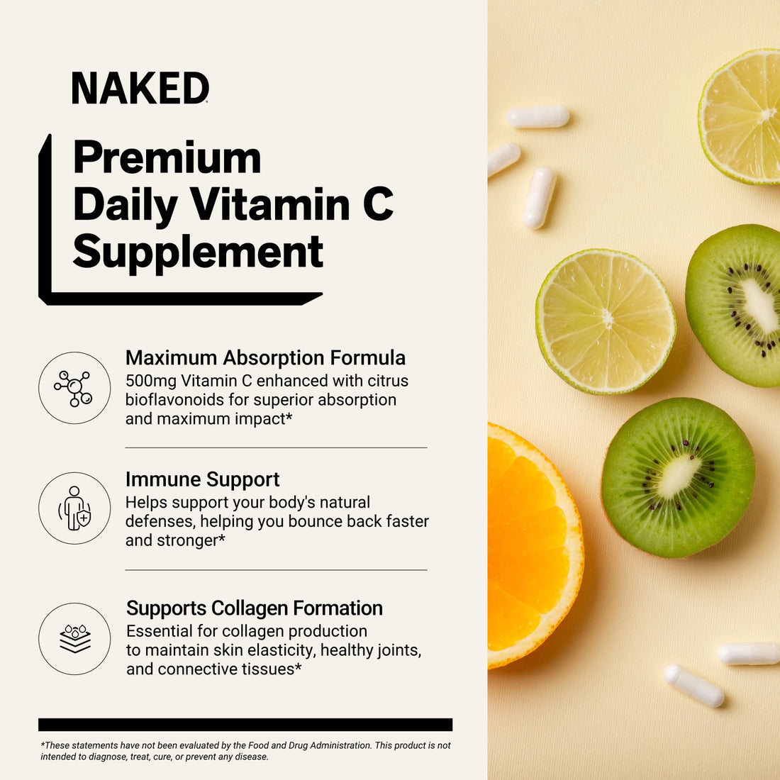 Supplément quotidien de vitamine C | Naked Vitamin C - 90 gélules [PROJET - PAS PRET]