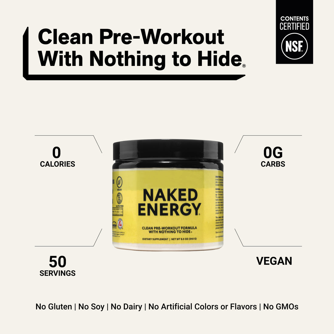 Supplément de pré-entraînement | Naked Energy - 50 portions