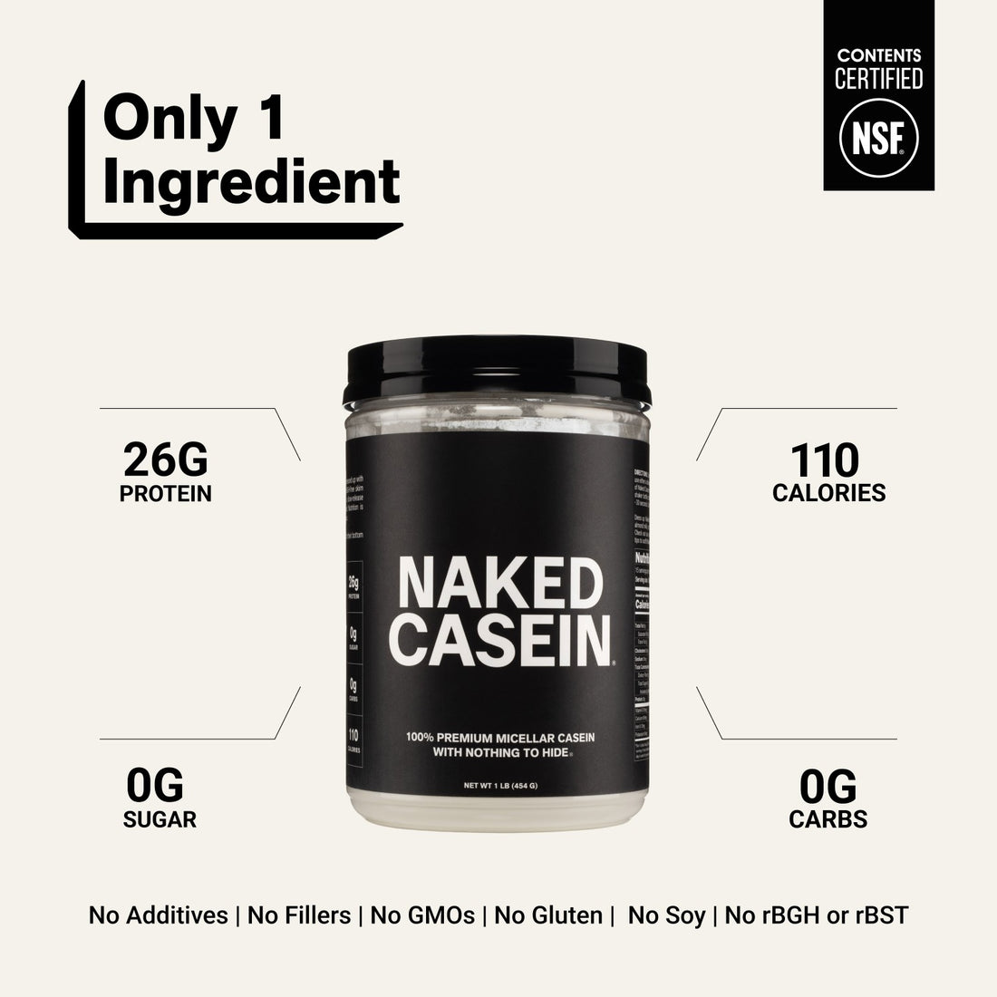 Micellar Casein Protein Powder | Naked Casein - 1lb