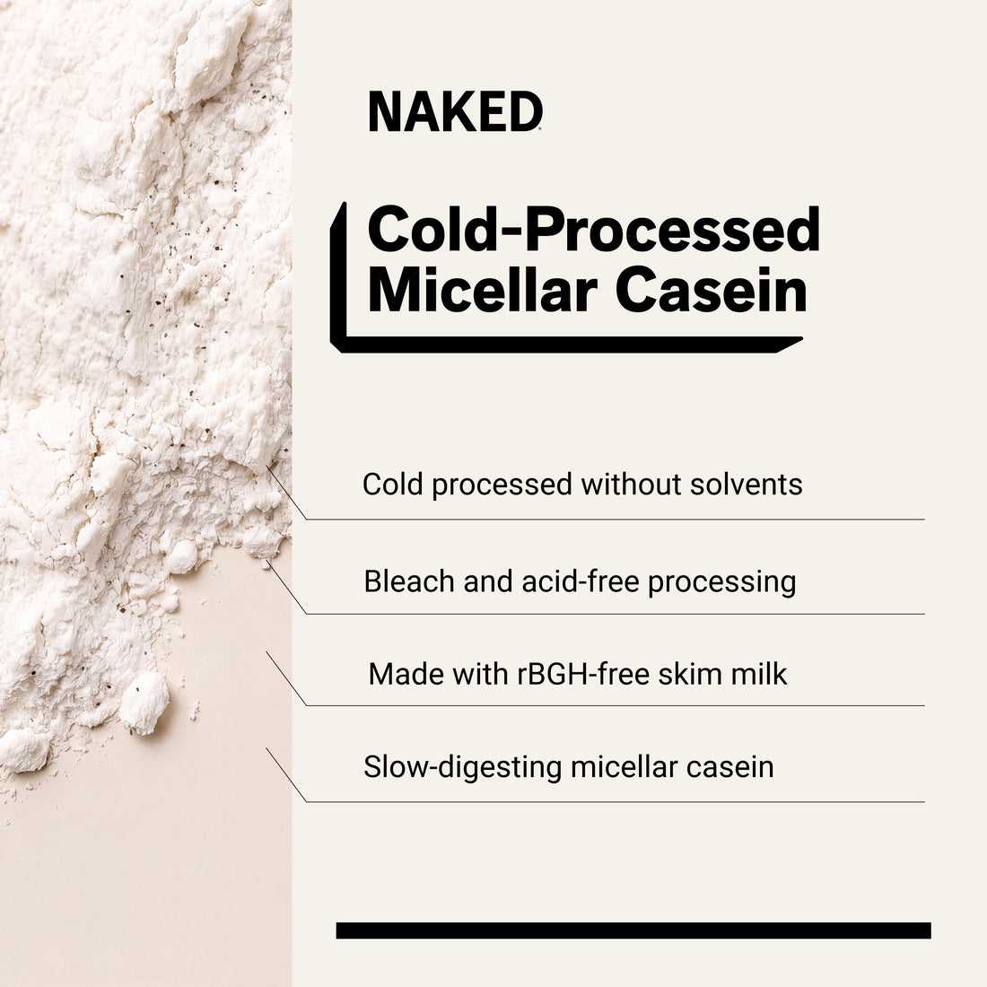 Vanilla Casein Protein Powder | Naked Vanilla Casein - 2LB