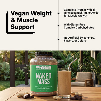Supplément de poids végétal au beurre de cacahuète et au chocolat | Naked Vegan Mass - 8LB