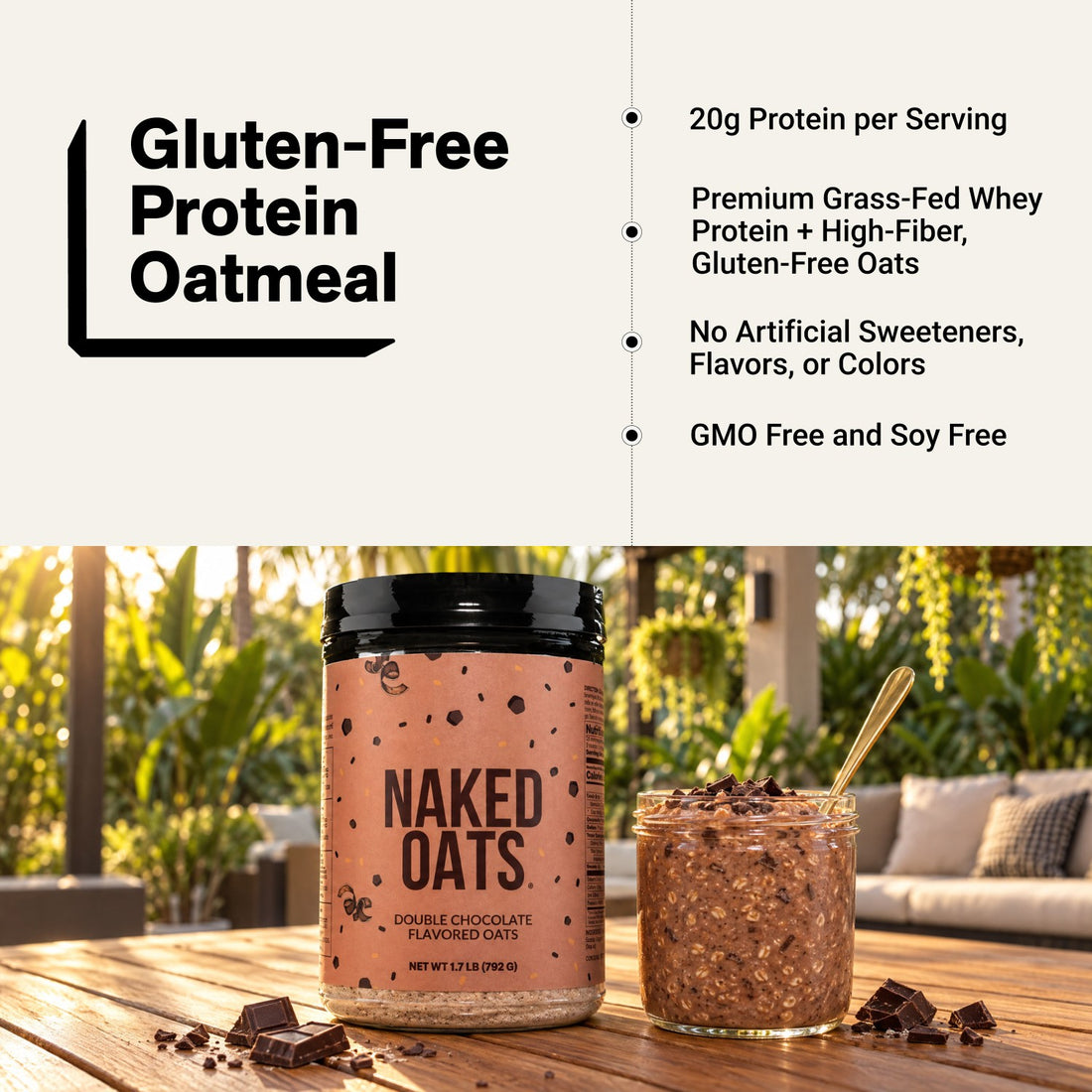 Avoine protéinée au double chocolat | Naked Oats