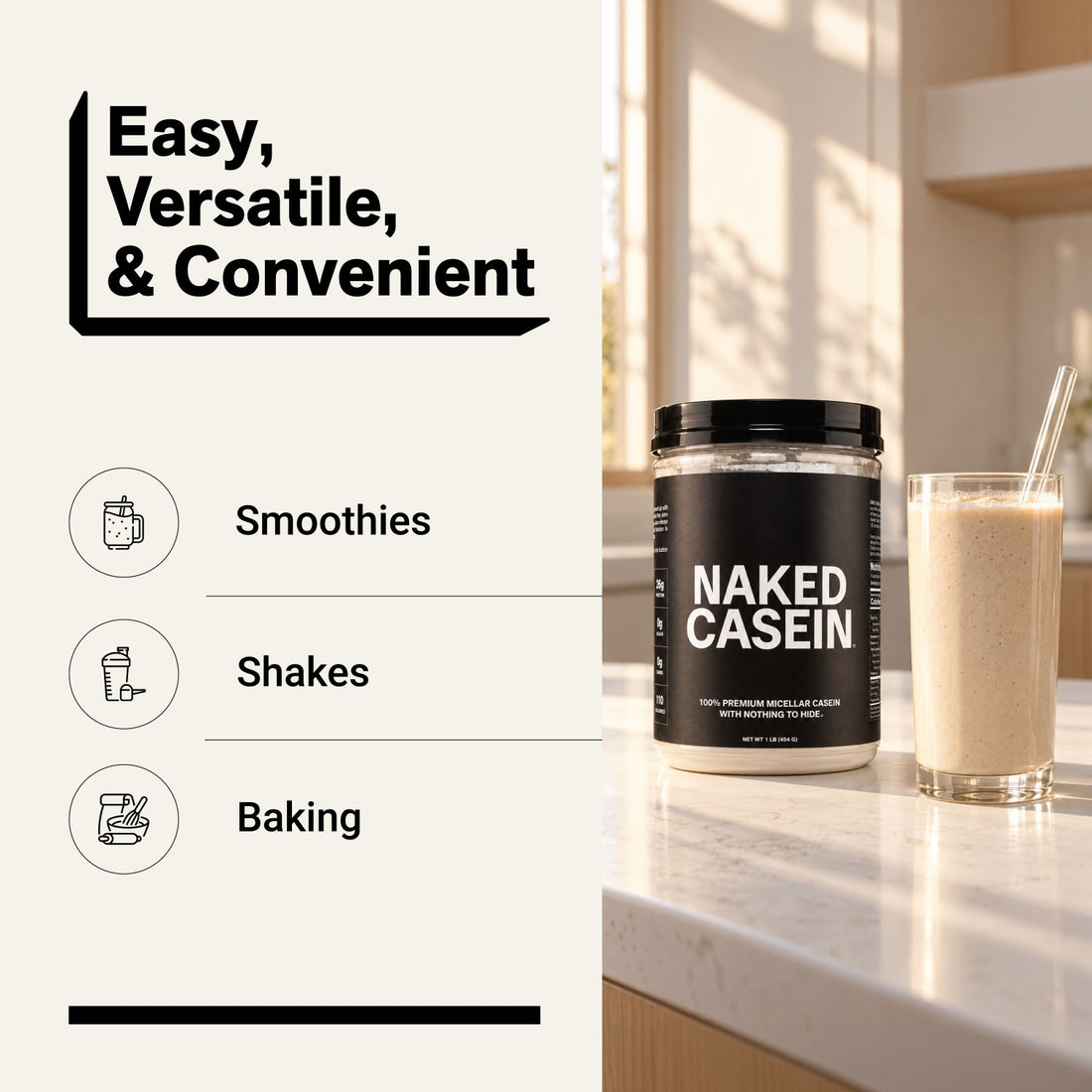 Micellar Casein Protein Powder | Naked Casein - 1lb