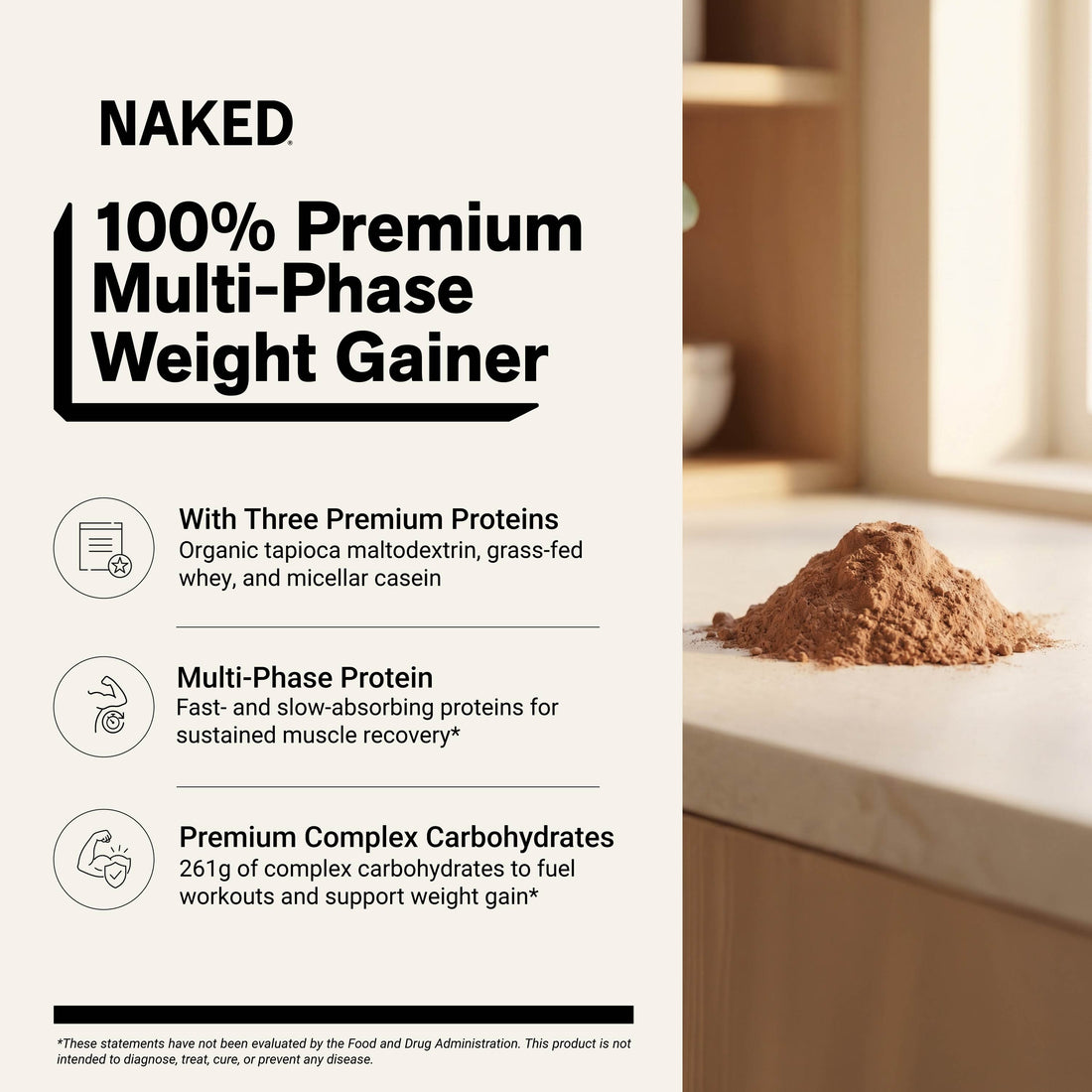 Double Chocolate Mass Gainer Protein Supplement | Naked Mass - 8LB