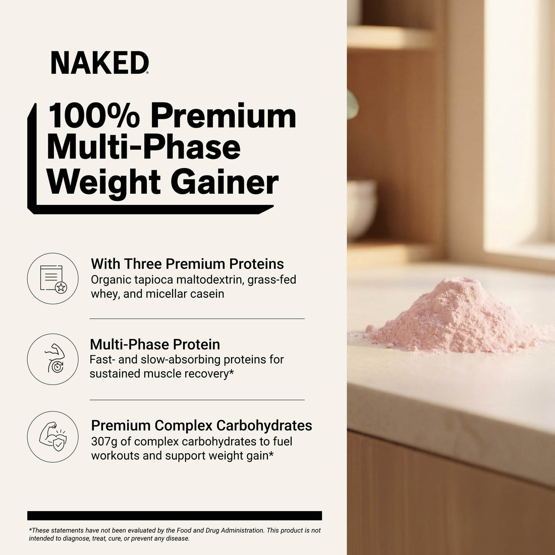 Strawberry Mass Gainer Protein Supplement | Naked Mass - 8LB