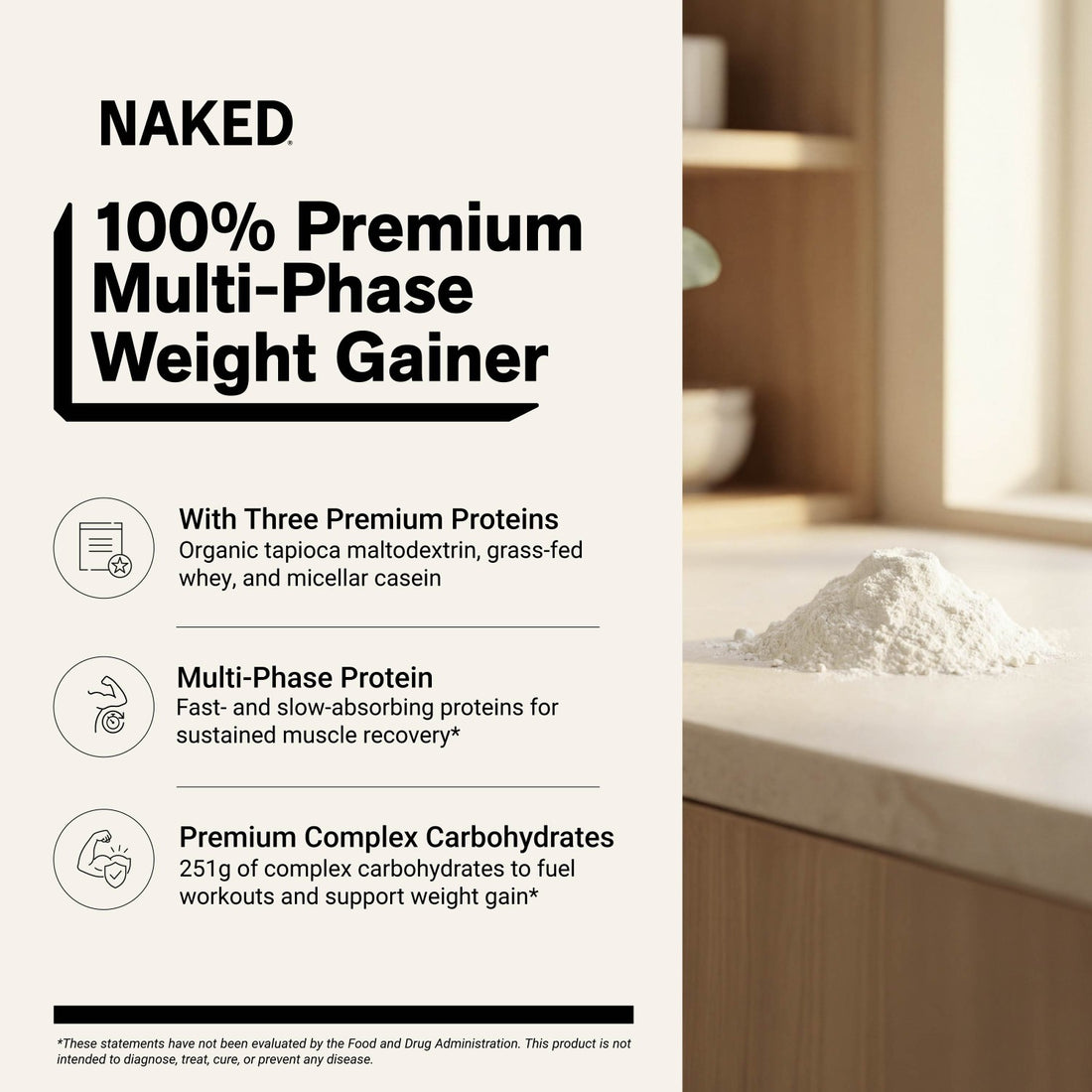 Supplément de protéines de gain de poids à la vanille | Naked Vanilla Mass - 8LB