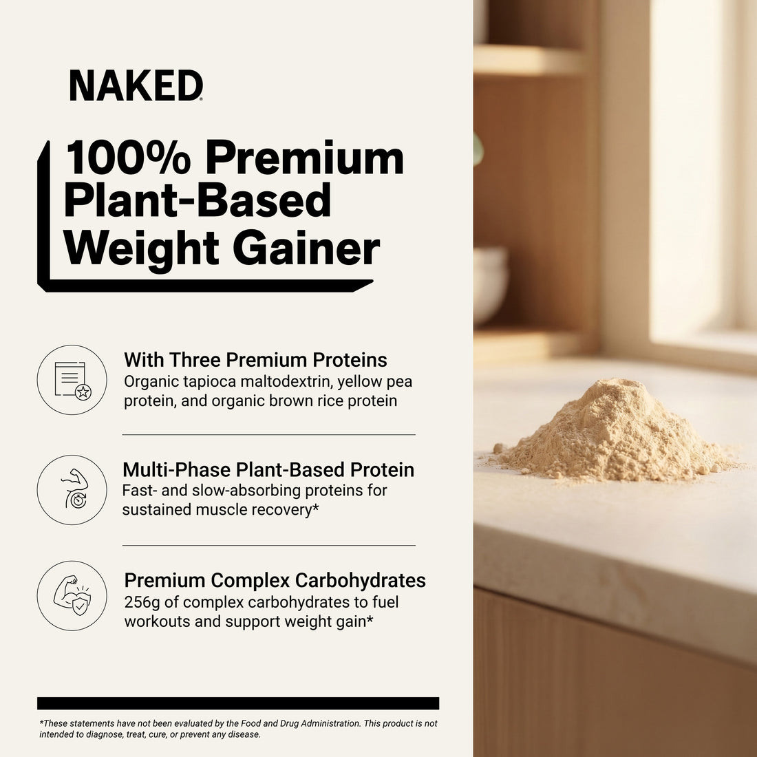 Chocolate Peanut Butter Vegan Mass Gainer Supplement | Naked Vegan Mass - 8LB