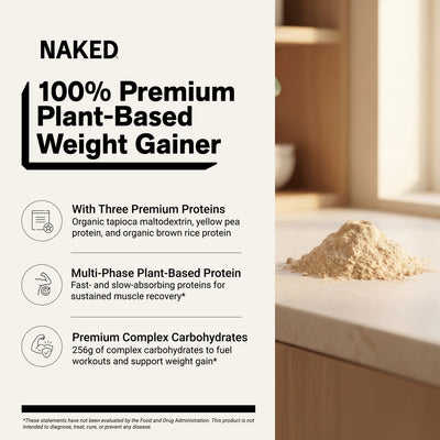 Chocolate Peanut Butter Vegan Mass Gainer Supplement | Naked Vegan Mass - 8LB