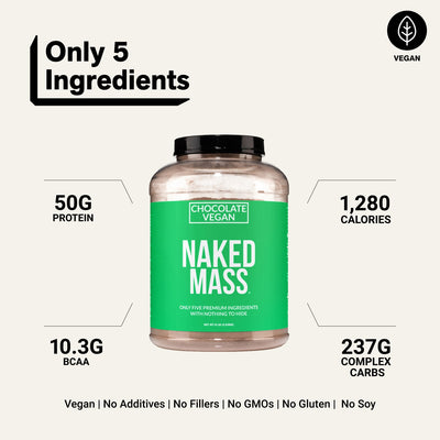 Supplément de gain de poids végétalien au chocolat | Naked Vegan Mass - 8LB