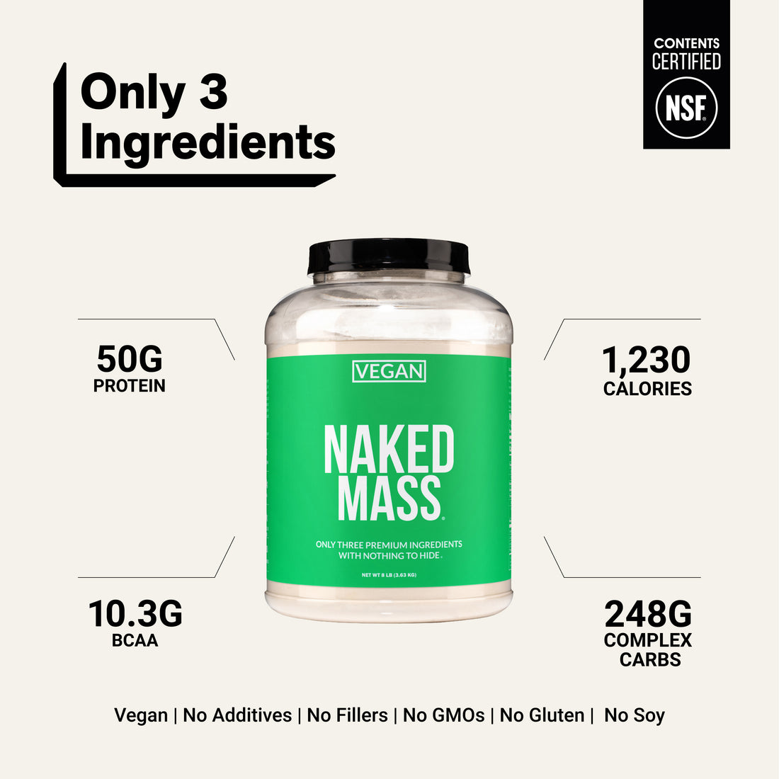 Vegan Mass Gainer Supplement | Naked Vegan Mass - 8LB