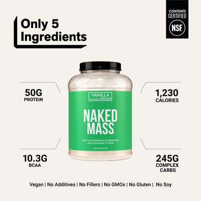 Vanilla Vegan Weight Gainer Supplement | Naked Vegan Mass - 8LB