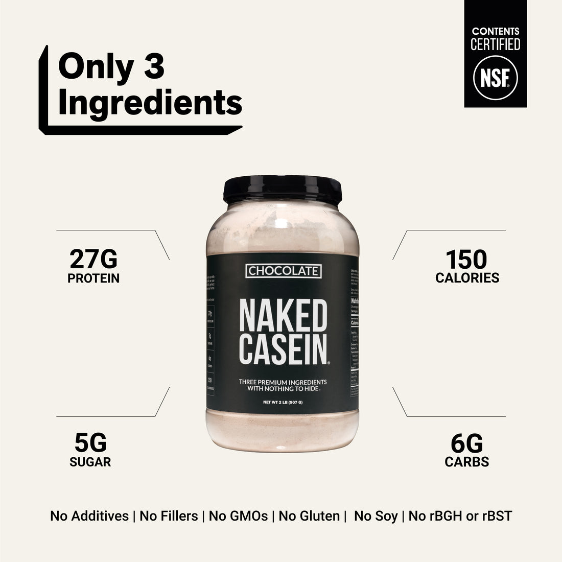 Chocolate Casein Protein Powder | Naked Chocolate Casein - 2LB