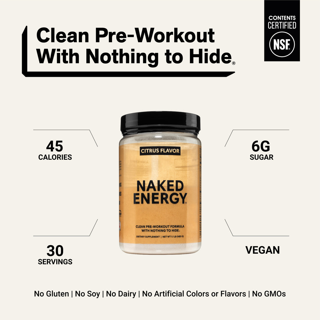 Citrus Pre Workout Supplement | Naked Energy - 30 portions
