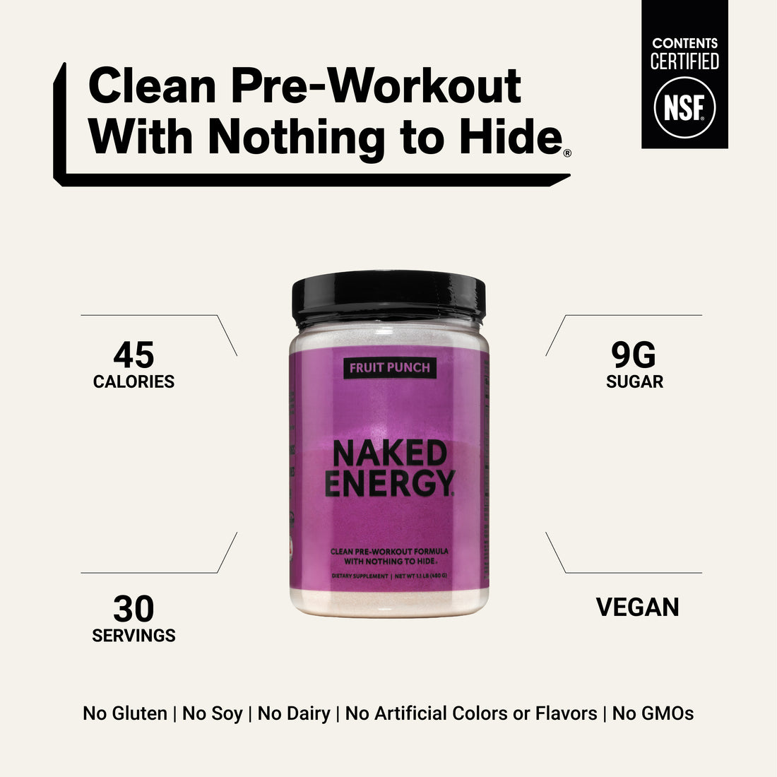 Fruit Punch Pre Workout Supplement | Naked Energy - 30 portions