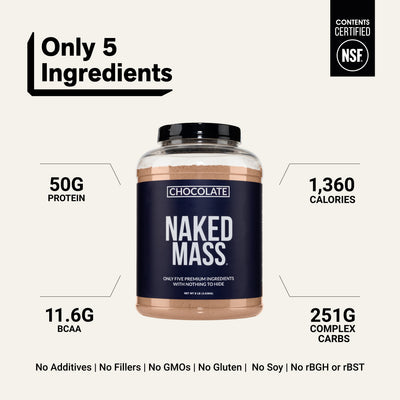 Chocolate Mass Gainer Protein Supplement | Naked Chocolate Mass - 8LB