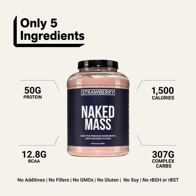 Strawberry Mass Gainer Protein Supplement | Naked Mass - 8LB