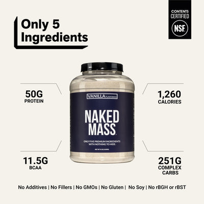 Supplément de protéines de gain de poids à la vanille | Naked Vanilla Mass - 8LB