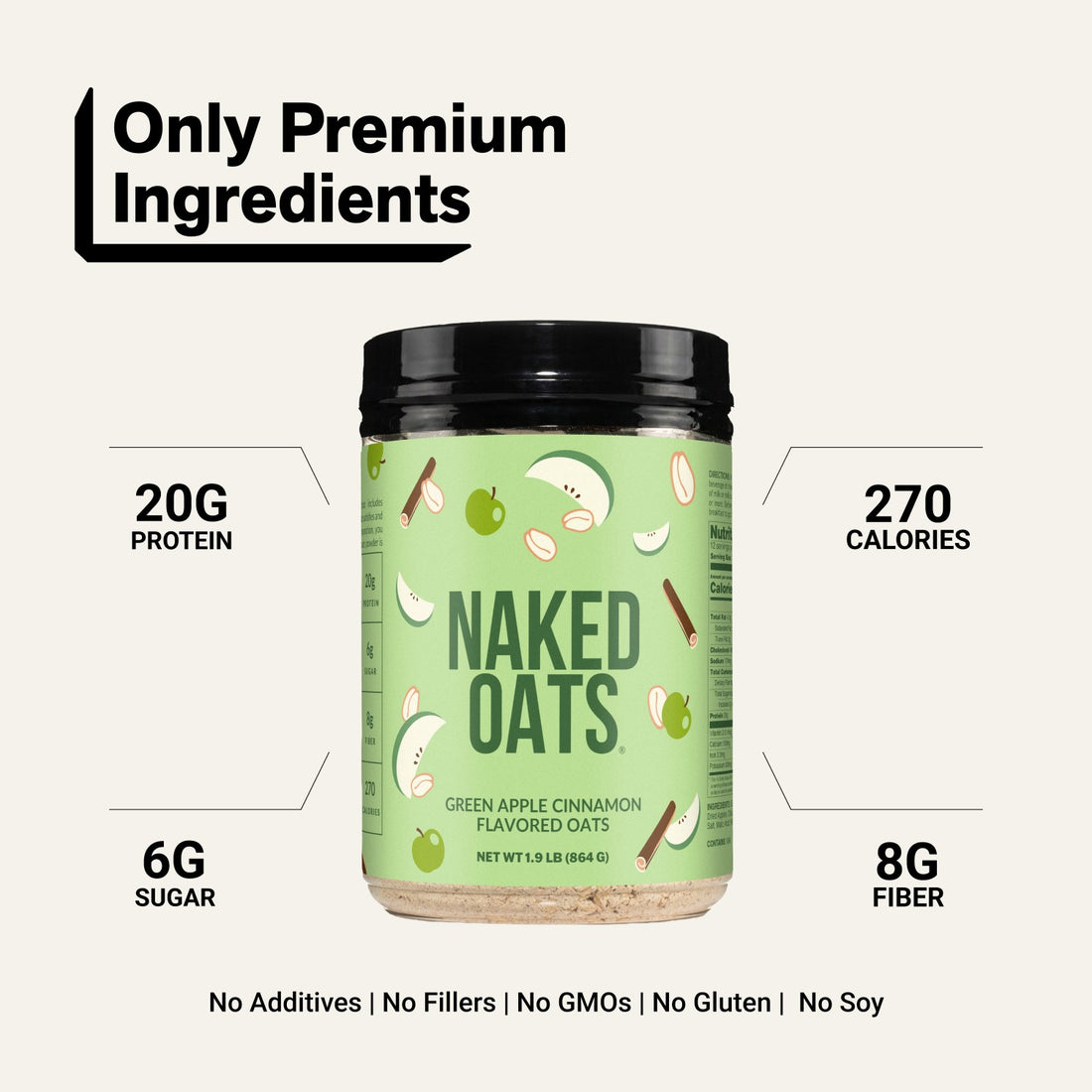 Avoine protéinée pomme verte cannelle | Naked Oats