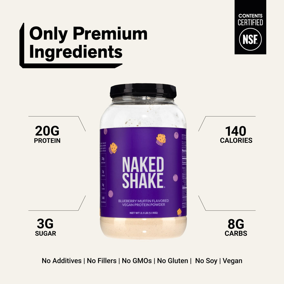 Blueberry Muffin Protein Shake | Naked Shake - 30 Servings