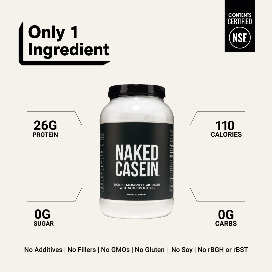Micellar Casein Protein Powder | Naked Casein - 2LB