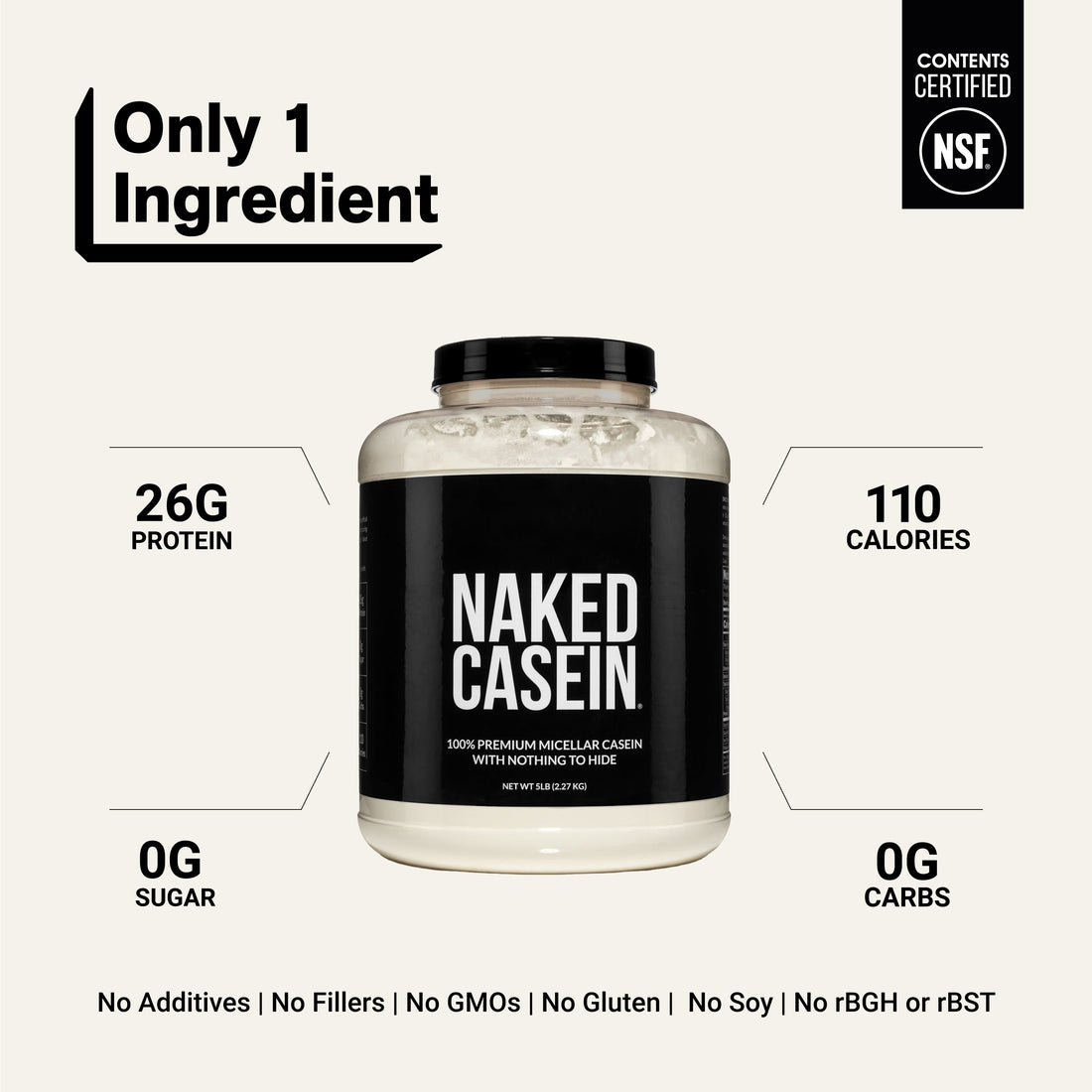 Micellar Casein Protein Powder | Naked Casein - 5lb