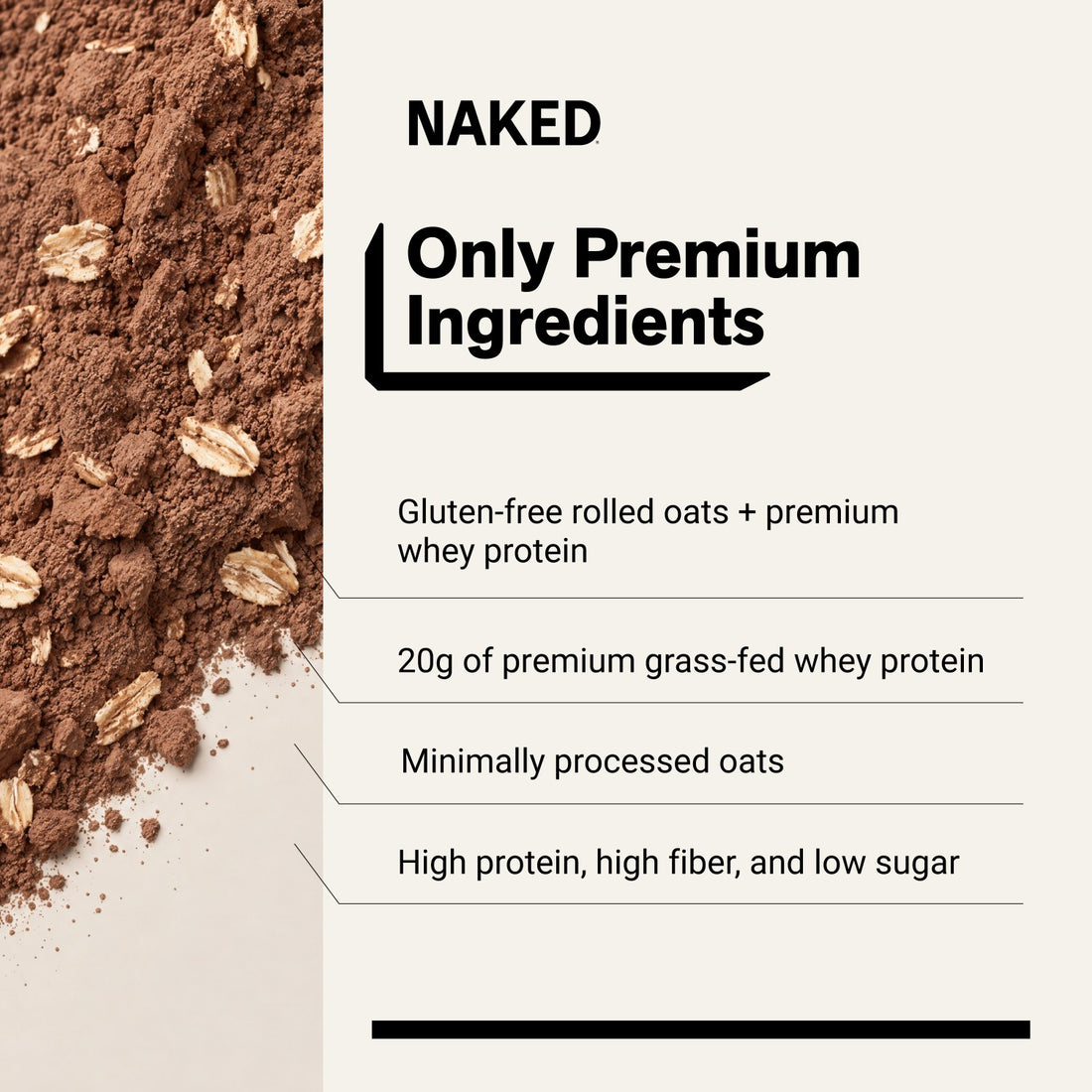 Avoine protéinée au double chocolat | Naked Oats