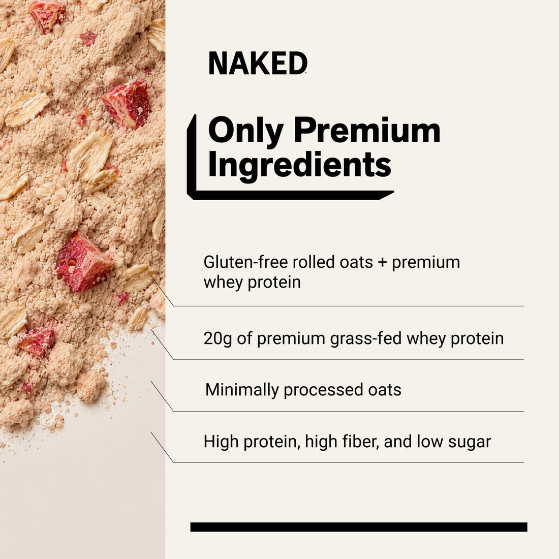 Avoine protéinée à la crème de fraise | Naked Oats