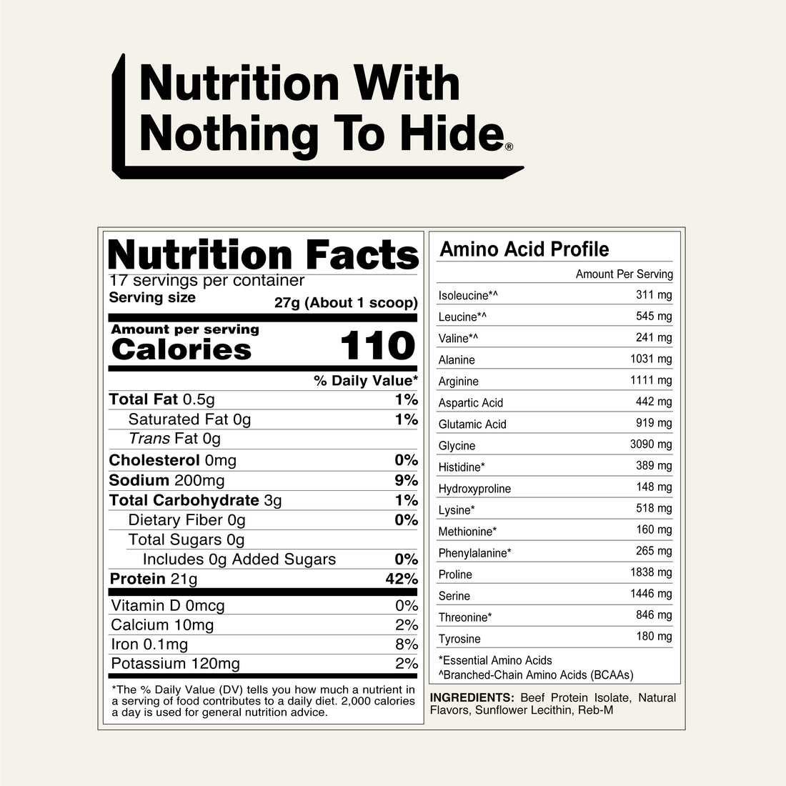 Vanilla Beef Protein Powder | Naked Vanilla Beef Protein - 1.2LB