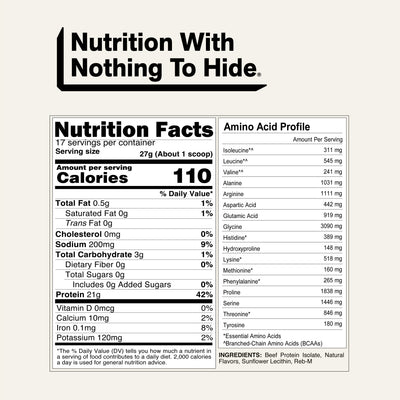 Vanilla Beef Protein Powder | Naked Vanilla Beef Protein - 1.2LB
