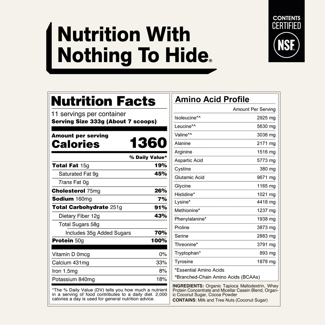 Chocolate Mass Gainer Protein Supplement | Naked Chocolate Mass - 8LB