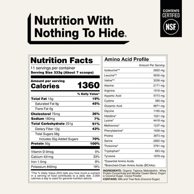 Chocolate Mass Gainer Protein Supplement | Naked Chocolate Mass - 8LB