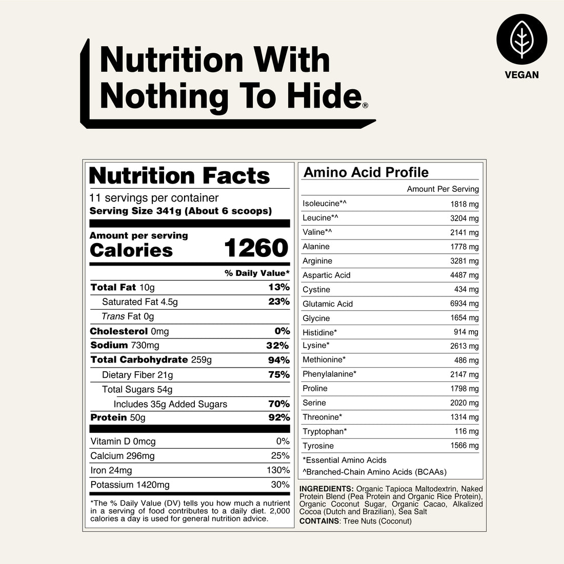 Supplément de gain de poids végétalien au double chocolat | Naked Vegan Mass - 8LB