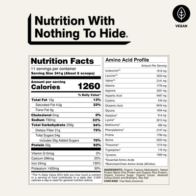 Supplément de gain de poids végétalien au double chocolat | Naked Vegan Mass - 8LB