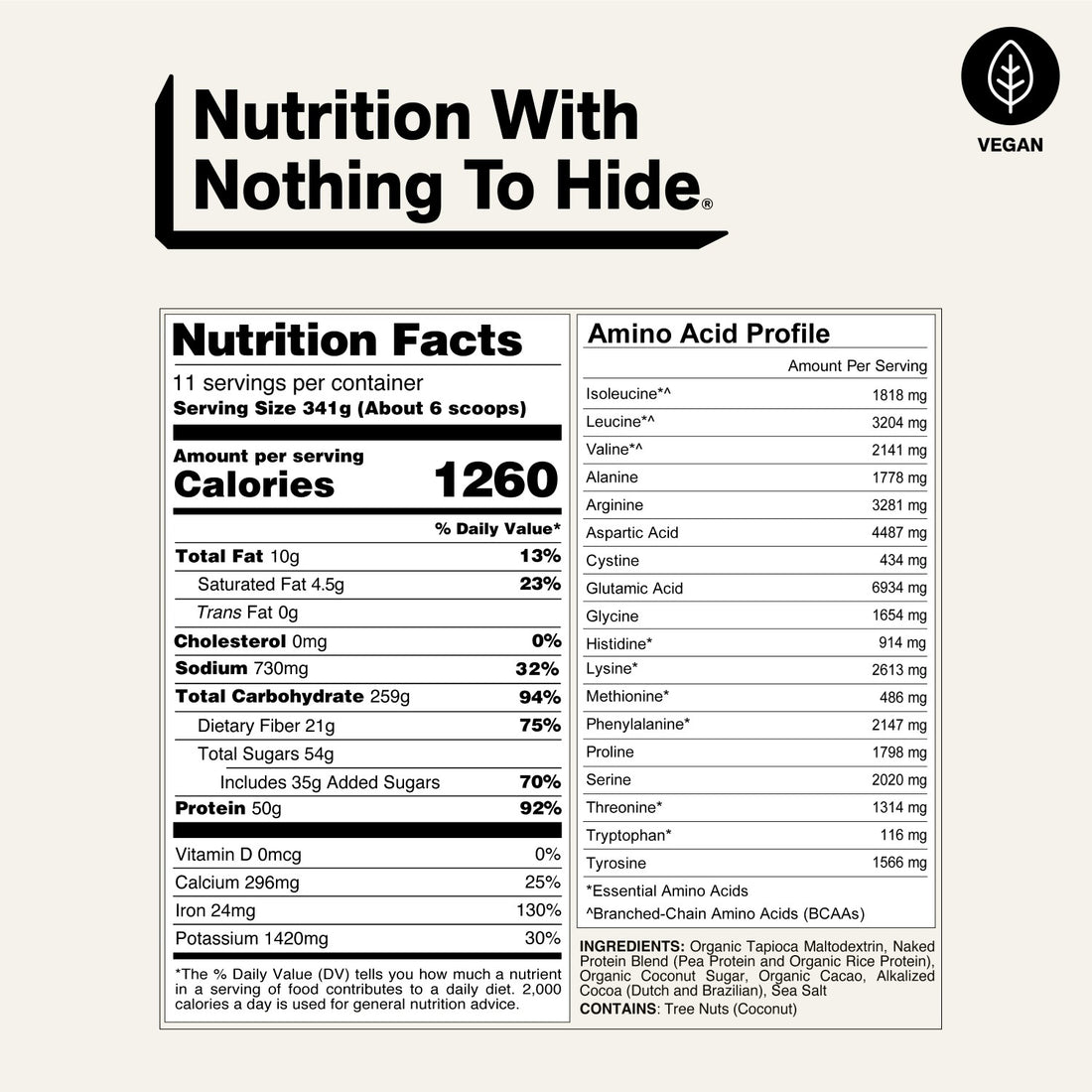 Supplément de gain de poids végétalien au double chocolat | Naked Vegan Mass - 8LB