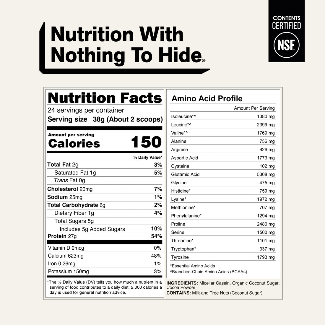 Chocolate Casein Protein Powder | Naked Chocolate Casein - 2LB