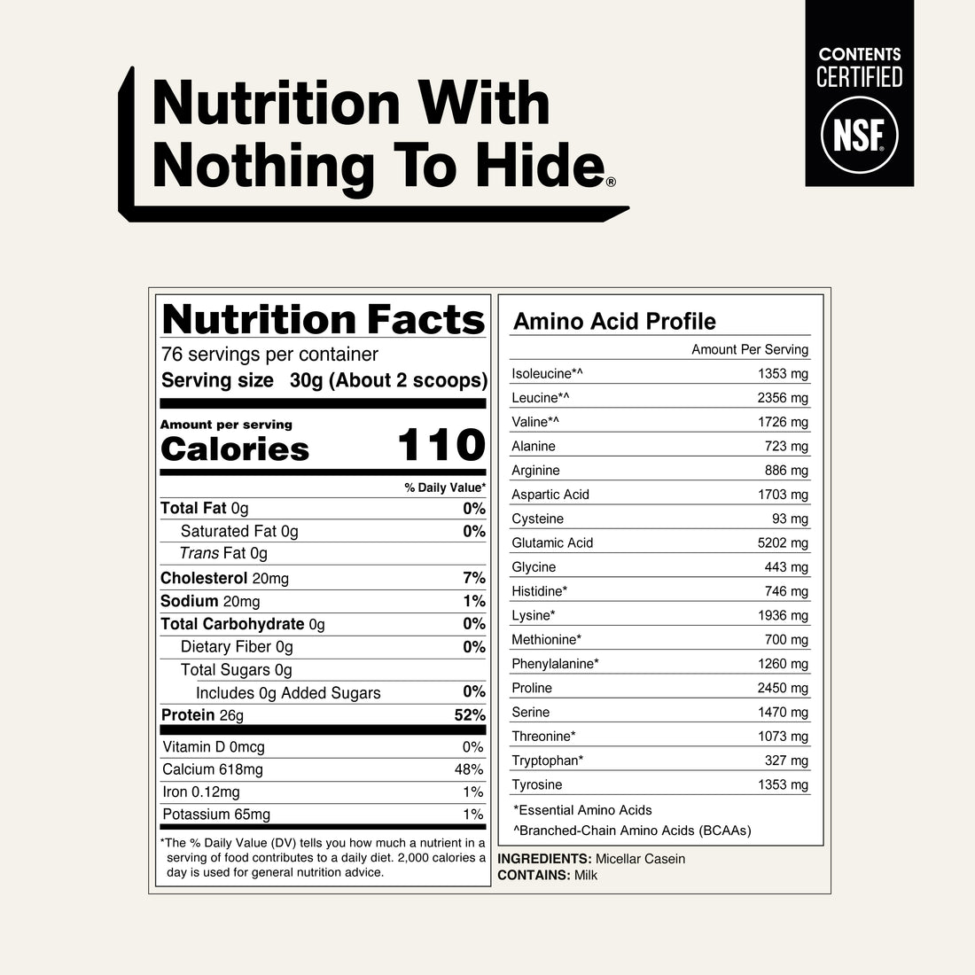 Micellar Casein Protein Powder | Naked Casein - 5lb