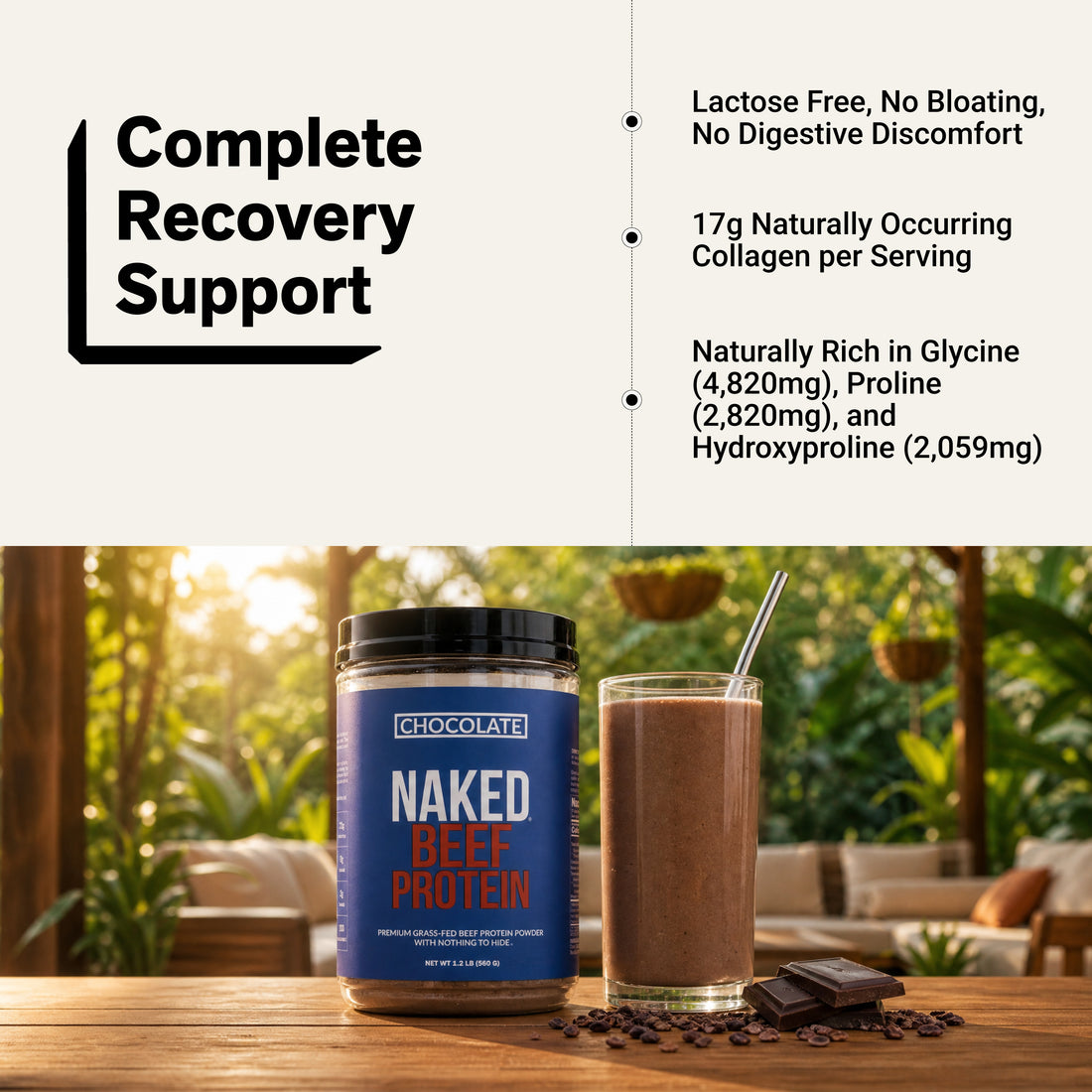 Chocolate Beef Protein Powder | Naked Chocolate Beef Protein - 1.2LB